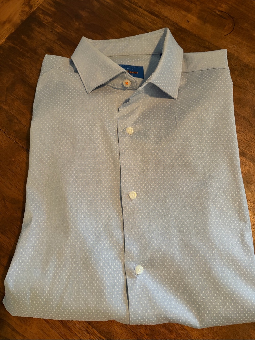 Perry Ellis Light Blue Dot Dress Shirt